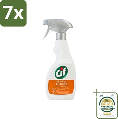 7 x Cif - Keuken Spray - Super Snel - Verwijdert Hardnekkig Vuil - 500ml - Grootverpakking - Keuken Spray - Vet Verwijderen - Snel Schoonmaken - Keuken Schoonmaken - Vuil Verwijderen