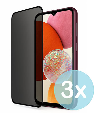 Privacy Screenprotector Geschikt voor Samsung Galaxy A14 4G – Anti-Gluren – Krasbestendig Gehard Glas 9H – Volledige Dekking – 3-Pack – FuturiQ