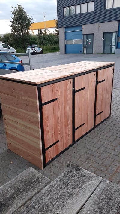 Container ombouw 3 bak - 240 liter - Douglas - Kliko ombouw