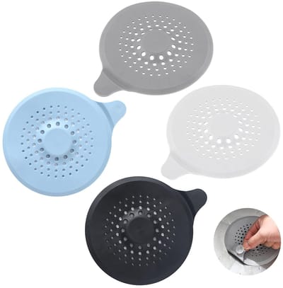 Dailygoods- Haar Catcher 4 Stuks - Siliconen Afvoerfilter - Antislip Gootsteen Zeef - Opvouwbare Haar Stopper - Duurzaam Materiaal - Eenvoudig in Gebruik