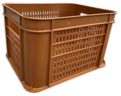 voordrager zwart + 30 l fietskrat bruin