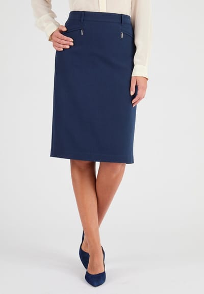 Damart - Klassieke kokerrok - Dames - Blauw - 52