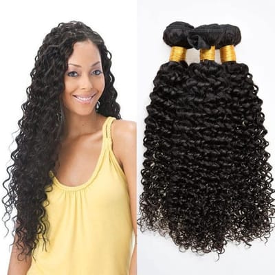 Krullende Haar Bundels - Menselijk Haar - Haarverlenging - Natuurlijk Krullend - 300g 35-45cm - Natuurlijk Zwart