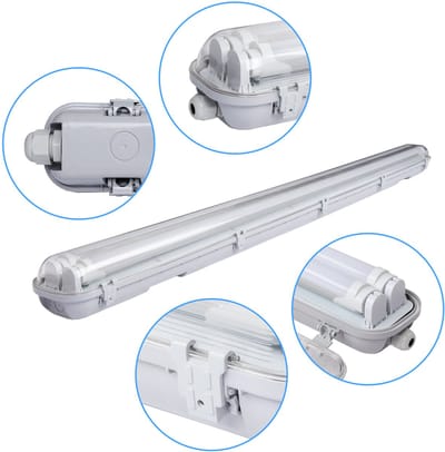 LED TL Armatuur Dubbel IP65 Set van 6 - LED Batten Lamp T8/G13 150 cm - 2 x 24W / 48W per stuk - 4000K Neutraal Wit - 4800 lm