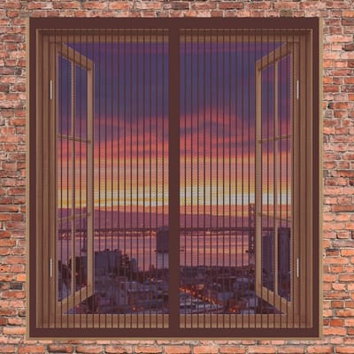Magnetisch Vliegengordijn Raam 50x75cm Hordeur Zonder Boren - Insectenwerend Bruin
