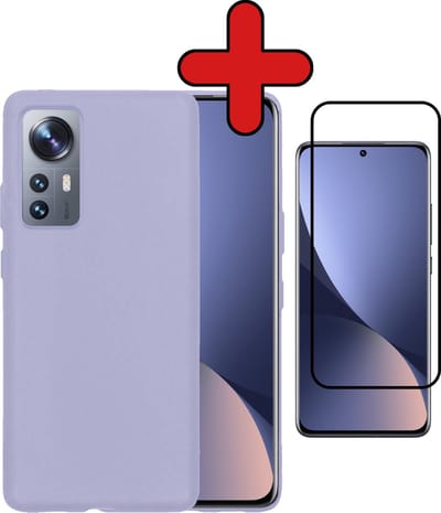 Hoesje - Met Screenprotector - Geschikt voor Xiaomi 12 Pro - Sterk & Shockproof - Telefoon Hoes - Back Cover - Siliconen Case - Telefoonhoes - Lila
