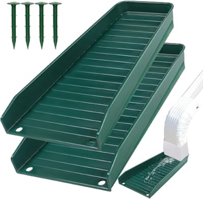 Afvoerbakken Met Onderuitloop - Regengoot Verlengstuk - Waterafvoer Beschermen - Voorkomt Bodemerosie - 51 x 24 x 8.5 cm - Groen
