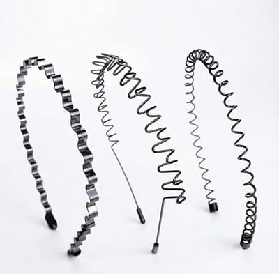 Set metalen haarbanden zwart – 3 stuks diadeem flexibele haar accessoires voor dames en heren – golf haarband, smalle zigzag haarband en spiraal haarband