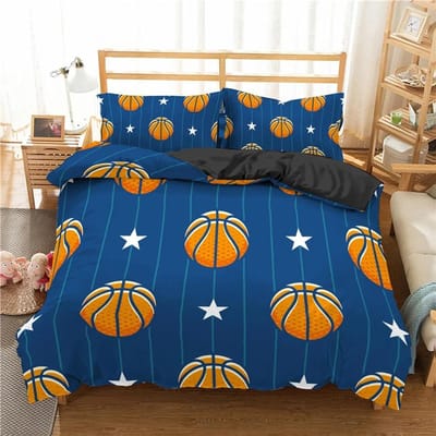 Luxe Basketbal Voetbal Bedrukte Beddengoedset Queen King Dekbedovertrek Kussensloop Sport Dekbedovertrek Polyester Dekbedovertrek 70x133cm