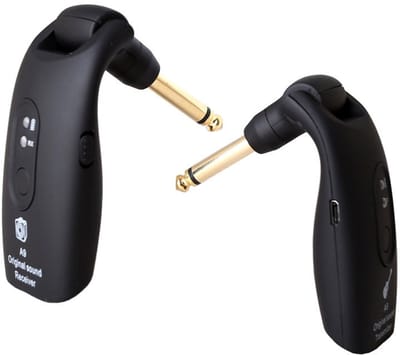 WK Gitaar Bass Draadloze Transmissie Ontvanger-270 graden draaibare & stevige gewricht -30 meter transmissiebereik-Ingebouwde batterij voor 5 uur gebruik-Accessoires voor muziekinstrumenten- Zwart