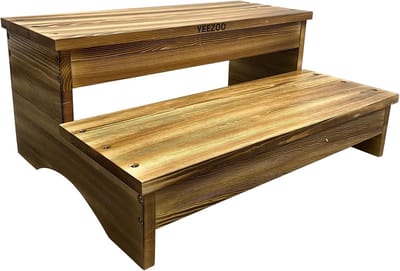 Hoge Houten Kruk met Twee Treden