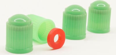 Schrader (auto) ventiel - Groen kunststof met rubberen ring ventieldoppen