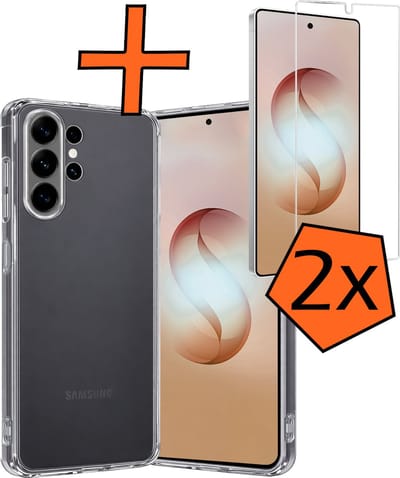 Hoes - Met 2x Screenprotector - Geschikt voor Samsung Galaxy S26 Ultra - Sterk & Shockproof - Back Cover - Siliconen Case - Telefoon Hoes - Transparant