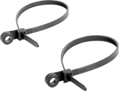 Kortpack - Kabelbinders met Bevestigings-oog 200mm lang x 4.8mm breed - 100 stuks per Verpakking - UV-Bestendig Zwart - (099.0552)
