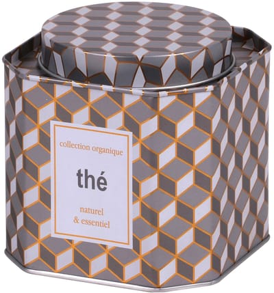 Urban Living Thee bewaarblik - retro print - metaal - 10 x 10 cm - theeblik - losse thee