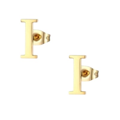 Aramat Jewels | Oorbellen | RVS letter I oorstekers goudkleurig | | | |4mm | Staal | Kinderen, Volwassenen | Verkleurd niet