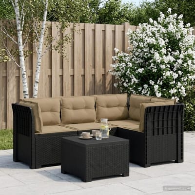 vidaXL - 4-Zitter - Tuin - Sofa - met - Kussens - Rattan - Look - PP - Antraciet