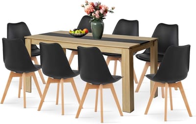 Eetgroep met 8 stoelen - Eettafel set Keukentafel set - Samen eten - Krasbestendig tafelblad - 160 cm tafel