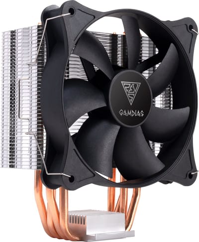GAMDIAS 4-Pin PWM CPU Cooler|Socket 1700/1200/AM4/AM5|TDP 200|Intel en AMD Processor Koeler|4 COPPER Heatpipes|Boreas E1-410 Mono