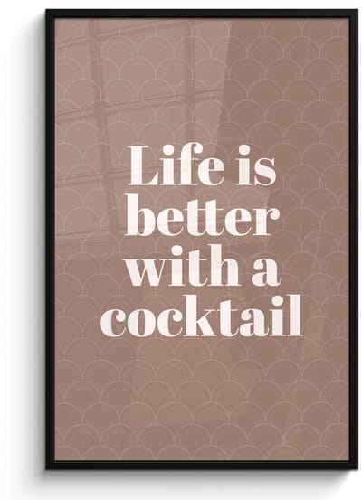 Poster in lijst - Fotolijst 80x120 cm - Posters - Cocktail - Tekst - Patroon - Wit - Posterlijst zwart - Decoratie - Wanddecoratie woonkamer - Muurdecoratie slaapkamer
