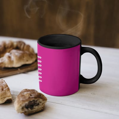 Magische Mok - Foto op Warmte Mokken - Koffiemok - Focus on the good - Roze - wit - Magic Mok - Beker - 350 ML - Theemok