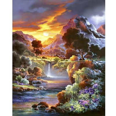 Peinture diamant paysage 5D à faire soi-même, broderie, point de croix, mosaïque ronde complète, couture 20X30CM multi
