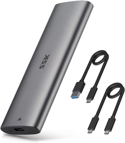 SnelShoppen - M.2 NVMe SATA SSD-behuizing, USB 3.2 Gen 2 Adapter, Aluminium Externe Harde Schijf Behuizing tot 10 Gbit/s, Ondersteunt UASP Trim, M-Key