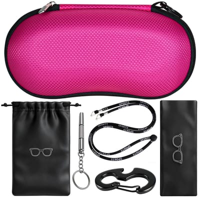 Dailygoods- Brillenkoker Hard EVA - Krasbestendig - Geschikt voor Grote Brillen - Met Karabijnhaak - Zachte Microvezel Binnenkant - Inclusief Reinigingsdoek - Brillenetui