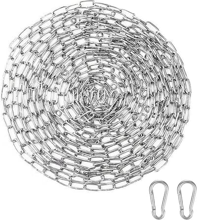 Roestvrijstalen Ketting per Meter, 1.5 mm, 6 m met Karabijnhaak, Geschikt voor Hangen, Dieren en Ankeren