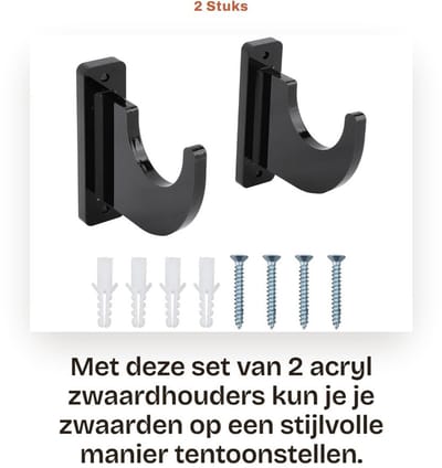Dailygoods- Zwaardhouder - Verstelbare Wandhouder - Multifunctionele Ophanghaak - Acryl Beugel - Eenvoudig te Installeren - Sterke Dragende Capaciteit