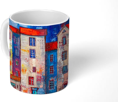 Mok - Koffiemok - Schilderij - Olieverf - Huis - Water - Mokken - 350 ML - Beker - Koffiemokken - Theemok