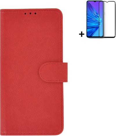 MoDo hoesje Geschikt voor Nokia G11/ G21 - Kunstleer Book Case - Rood hoesje met full screenprotector