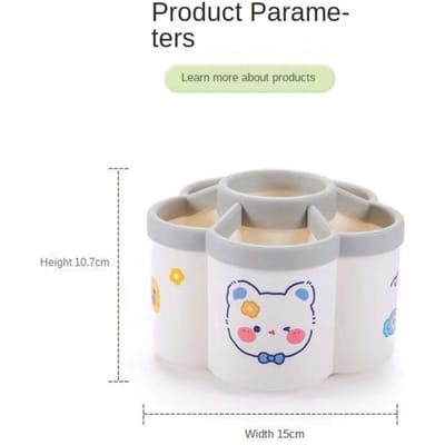 Joli porte-stylo rotatif pour bureau, boîte de rangement pour papeterie, école, bureau, Kawaii white
