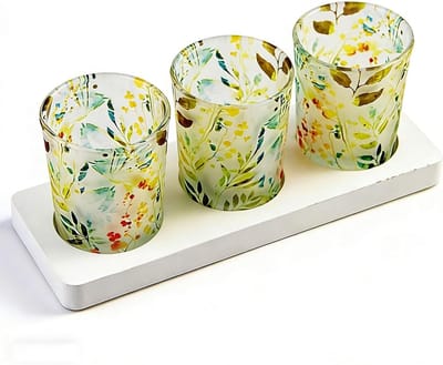 Set van 3 Theelichthouders van Glas met Dienblad voor Bruiloften, Feesten en Huisdecoratie - Perfecte Accessoires voor Sfeervolle Verlichting en Gezellige Avonden
