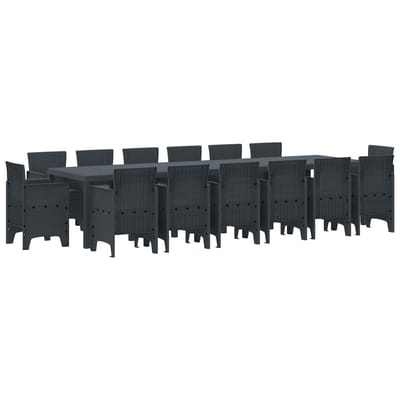 vidaXL - Tuin - Eettafel - Set - 15 - st - Antraciet - Polt - riet