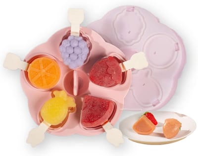 VHV-Ijslollyvorm - Fruit Design - BPA-vrij Siliconen Ijsvorm voor Thuisgebruik - DIY Ijsjesmaker voor Kinderen - Herbruikbare Ijslolly Tray - Milk Pink