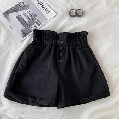 Kinderbroeken Zomer Meisjes Casual Kindershorts Zomer Losse hoge taille shorts Knoopbroek 150