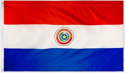Paraguayaanse vlag - Vlag van Paraguay - Paraguayaanse vlag - La Estrella Solitaria - 150/90CM - Polyester - Met 2 oogjes - WK - CHPN