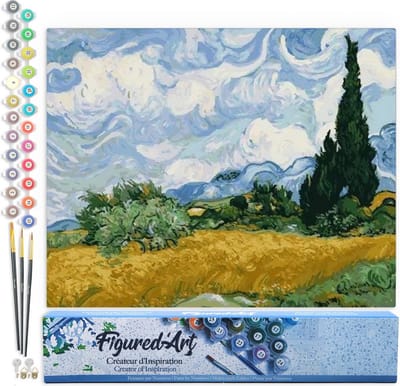 Figured'Art Schilderen op Nummer Volwassenen canvas Van Gogh - De hemel - Handwerk acrylverf Kit DIY Compleet - 40x50cm zonder frame