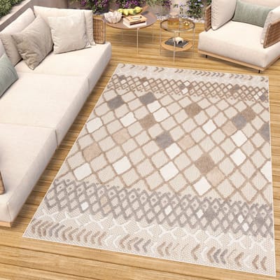 Tapiso Patio Indoor Tapijt Buitenkleed Beige Vloerkleed Tuintapijt Outdoor Maat- 120x170