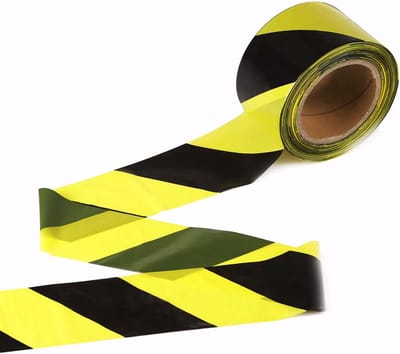 Gevaar waarschuwing afsluitband 70 mm x 200 m geel/zwart niet klevend