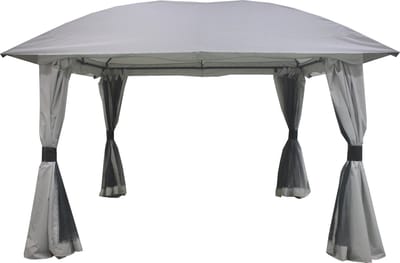 Luxe paviljoen Lindo | Tuinpaviljoen 3,5 x 3,5 m | Steengrijs – 100% Waterdicht – PVC Dak 270 g/m² – tuinpaviljoen Inclusief Zijwanden & Muskietennetten – Partytent – Prieel – Overkapping Tuin of Terras