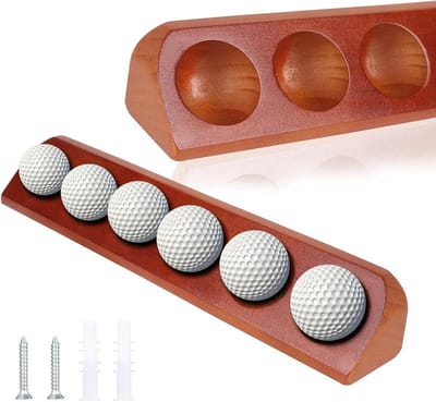 Houten Golfbalstandaard met 6 Gaten voor Wandmontage - Decoratieve Opbergoplossing voor Golfballen en Studio's