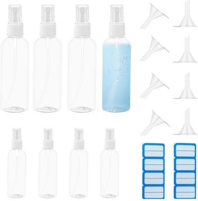 Dailygoods- Spuitfles Set 4x100ml/4x50ml - Spuitflacon Leeg Hervulbaar - Doseerfles - Knijpfles - Recyclebaar - Lichtgewicht en Veilig - Sprayflessen