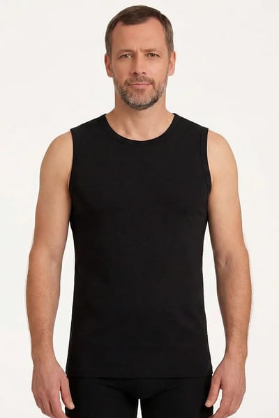 Beeren heren mouwloos shirt katoen Extra lang - Shirt zonder mouwen - zwart Ondershirt - XXL