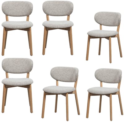 WOOOD Udar Eetkamerstoelen Houten Frame - Naturel - Set van 6