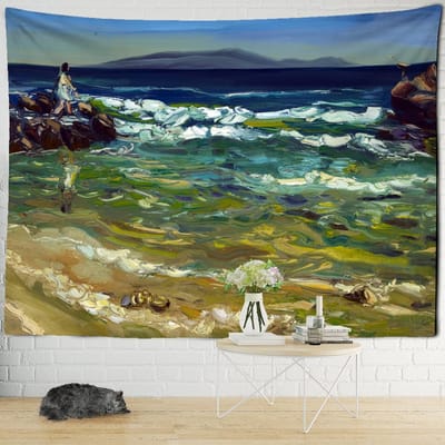 Olieverfschilderij Bos Wandtapijt Wanddecoratie 3D-print Polyester Achtergrond Natuurlijk Landschap Boheemse Woondecoratie 200x150cm
