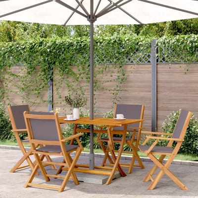 Inklapbare tuinstoelen - Buitenstoelen set - Genieten van buiten - Massief acaciahout - 4 stuks - Antraciet