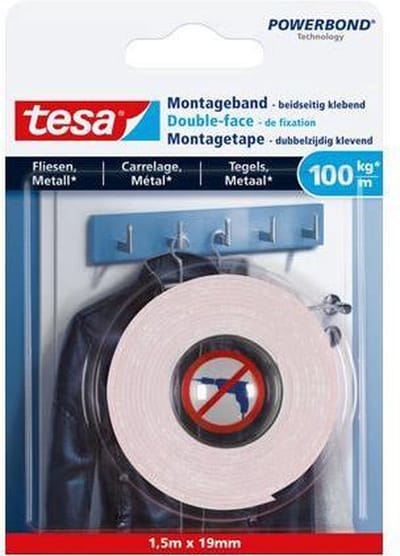 1x Tesa isolatietape rol zwart 20 mtr x 1,9 cm - Universele tape
