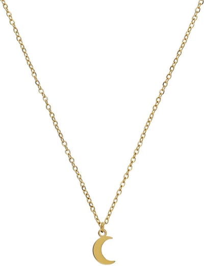 Lucardi Dames Luna Ketting - Staal - Ketting - Cadeau - 47 cm - Goudkleurig